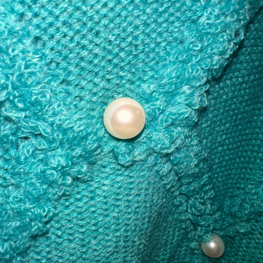 Umgee Teal Pearl-Embellished Open Front Cardigan - Picture 4 of 7